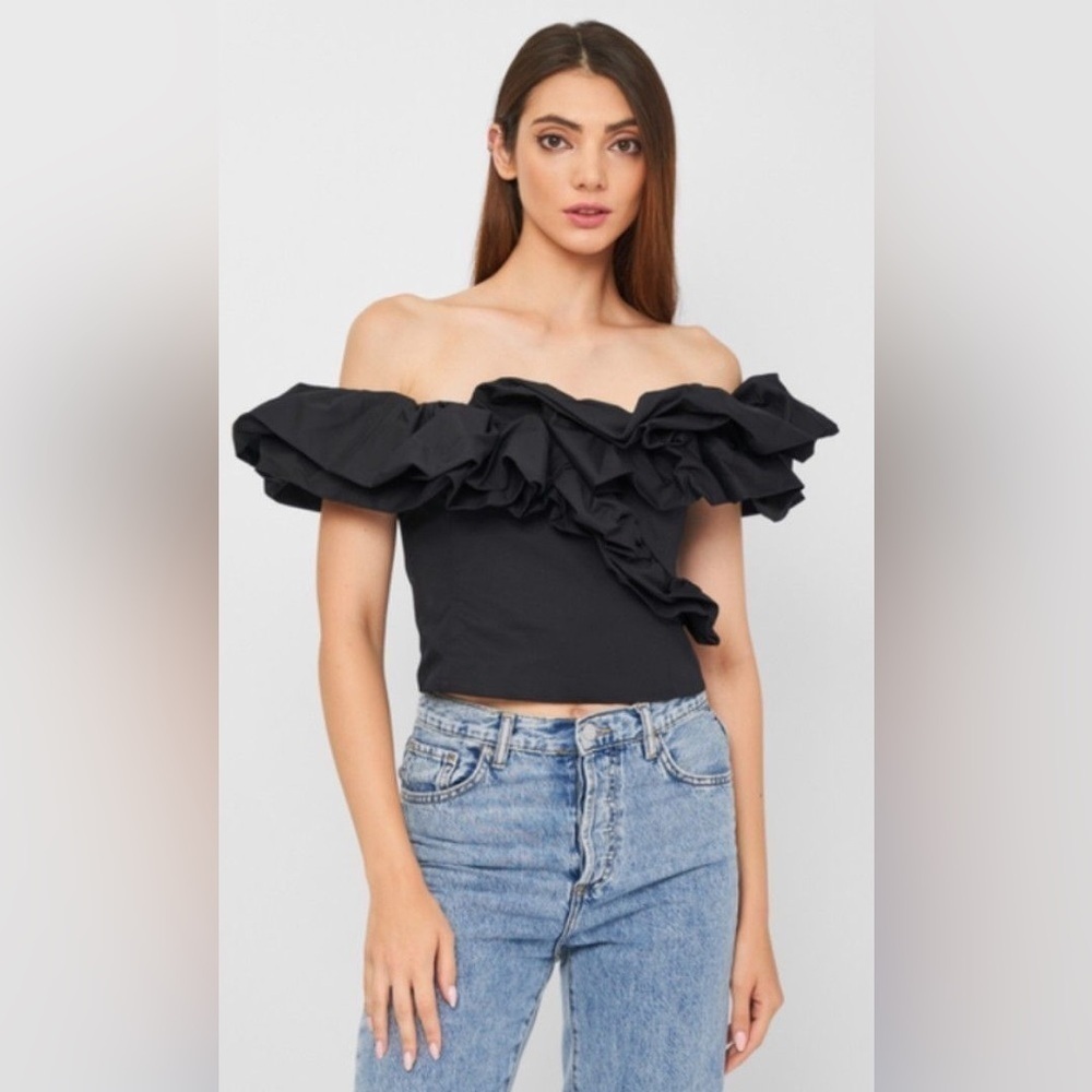 Zara Women Voluminous Poplin Top Black - Picture 8 of 11
